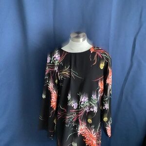 Black Dress with Floral Designs